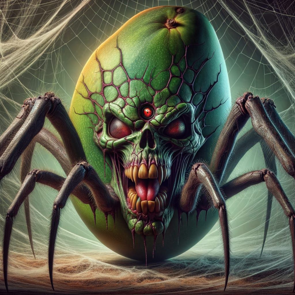 Terrifying Mango Spider Chimera in Webbed Lair