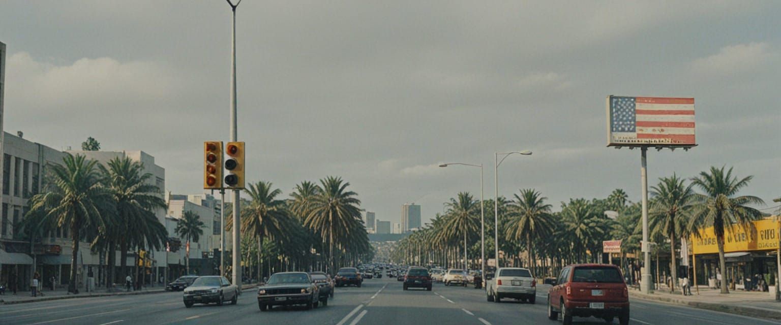 Gray Downtown Cityscape in Cinematic Style