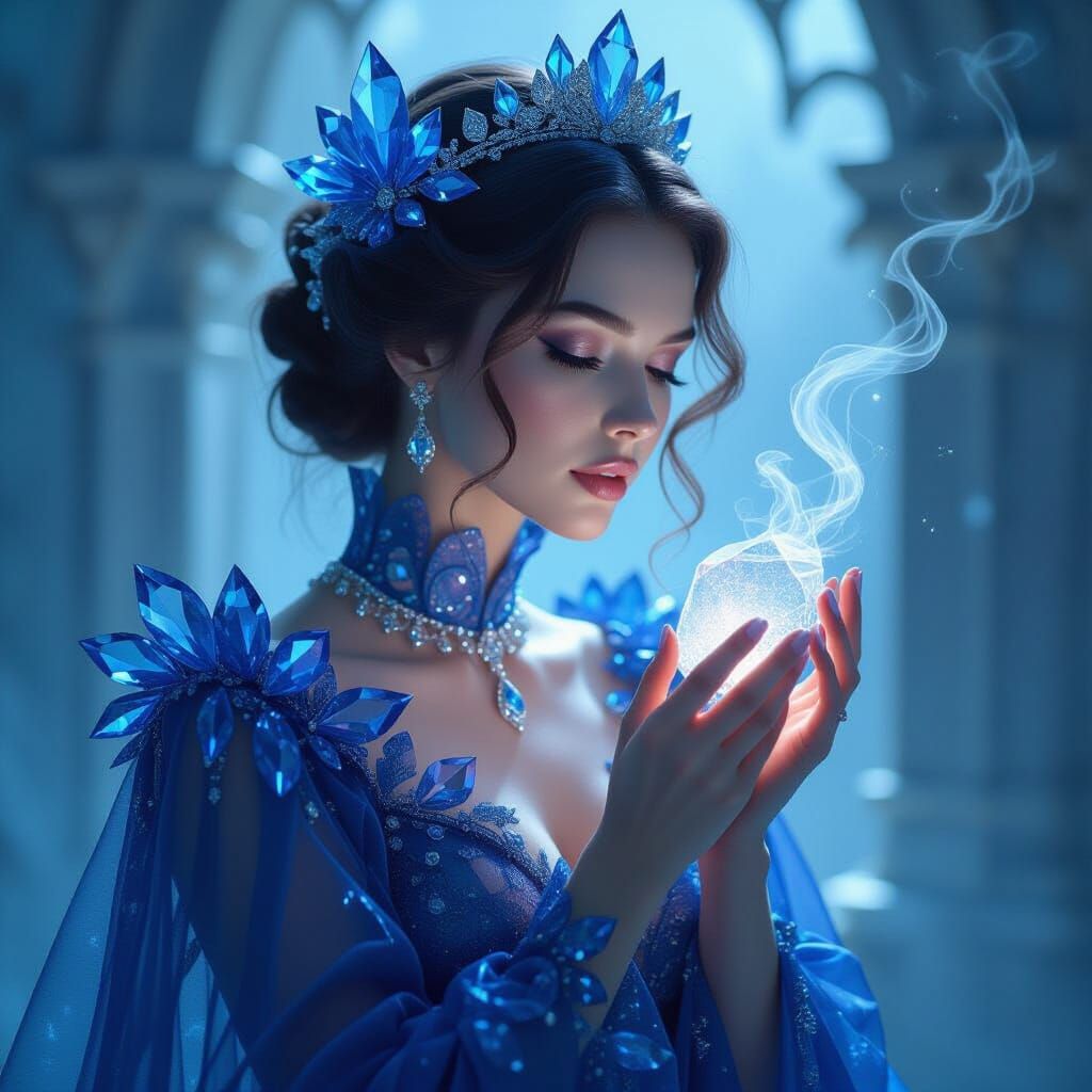 Victorian Seer Sculpted From Indigo Crystal