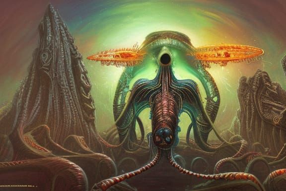 Alien Hunters on Earth in Dark Sci-Fi Art