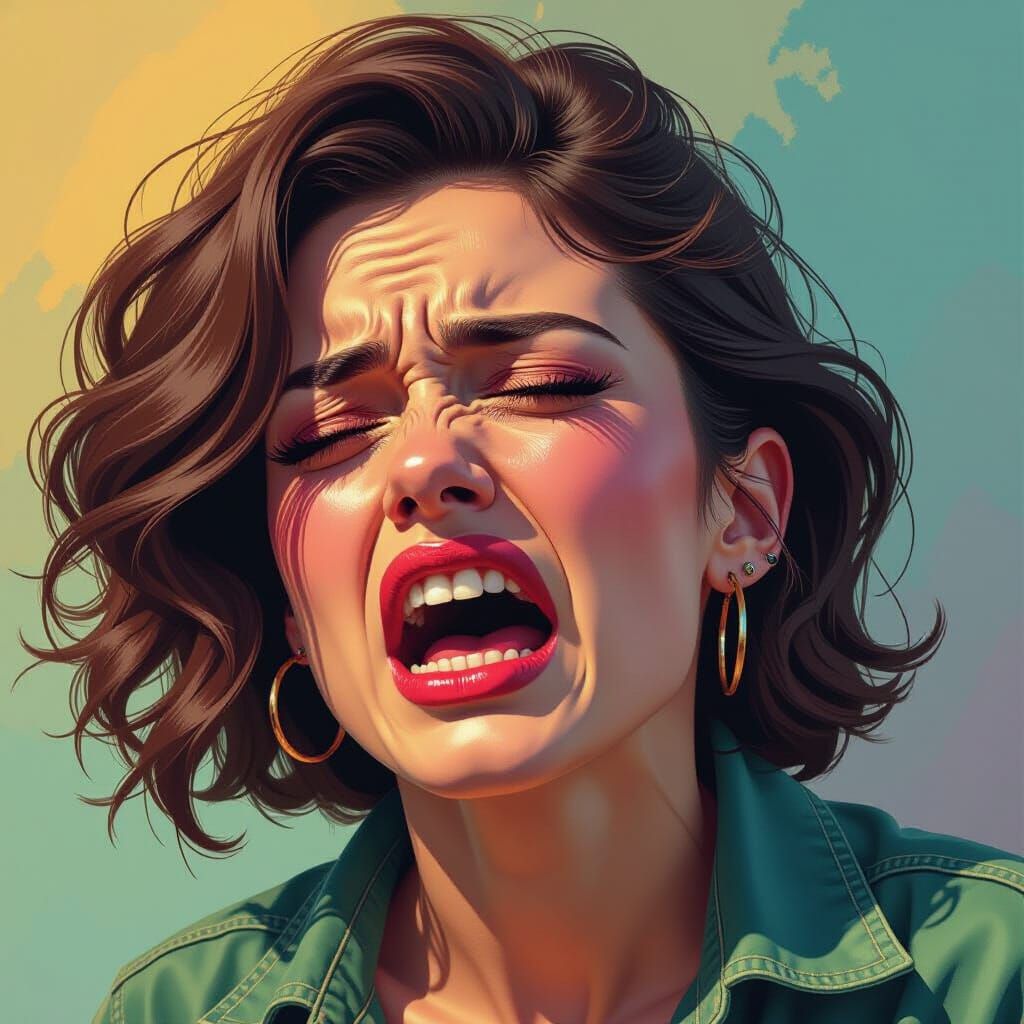 Gorgon Grimace of Agony in Hyperrealistic Splash Art