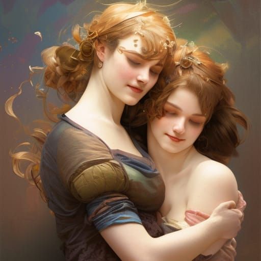 Romantic Portrait of Two Women in Love
