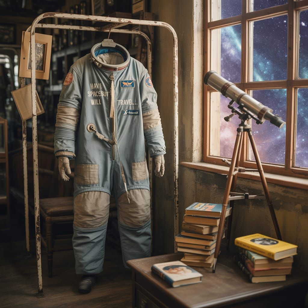 Vintage Spacesuit in Antique Store, Nostalgic Sci-Fi