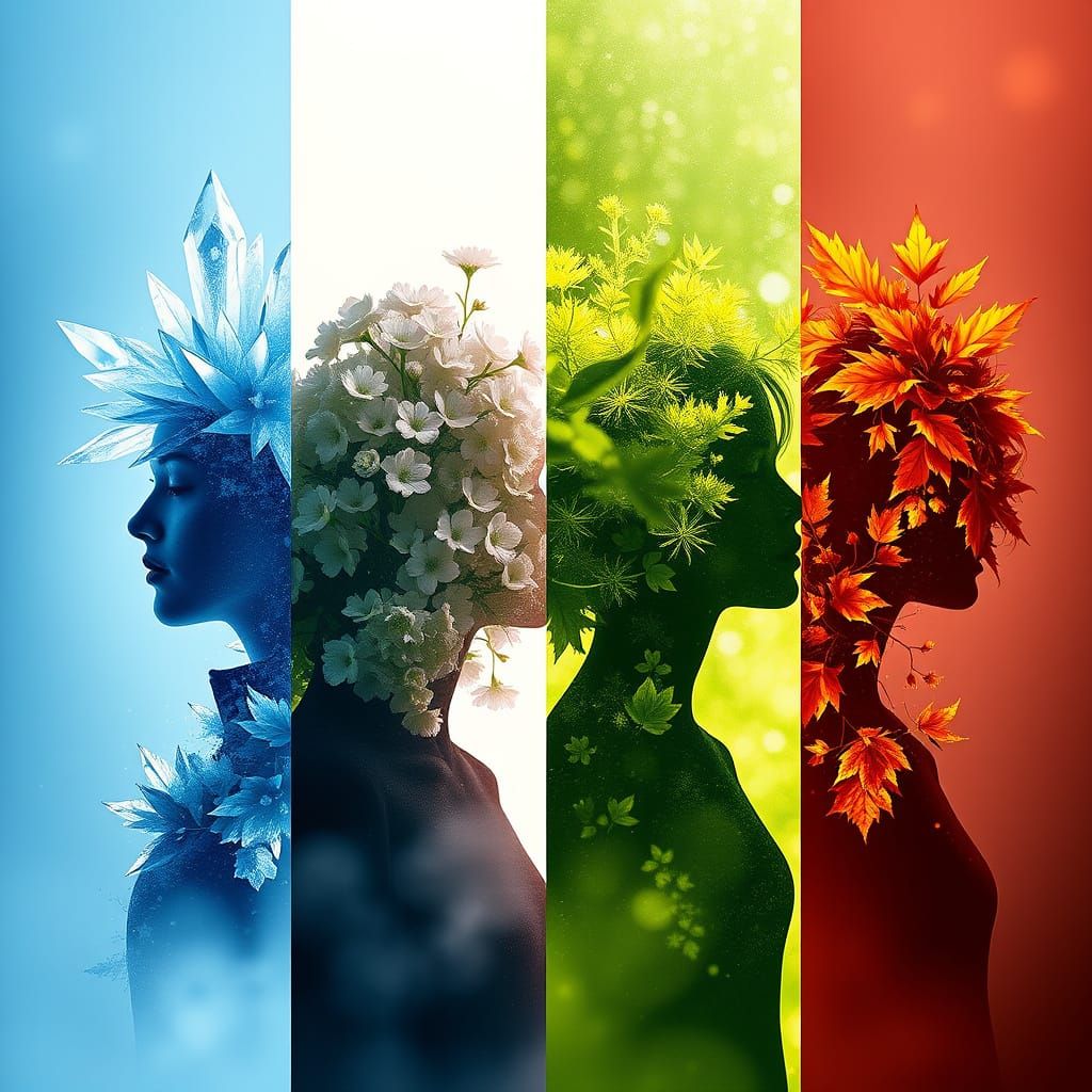 Hyper-Realistic Glitchcore Silhouettes in Seasons