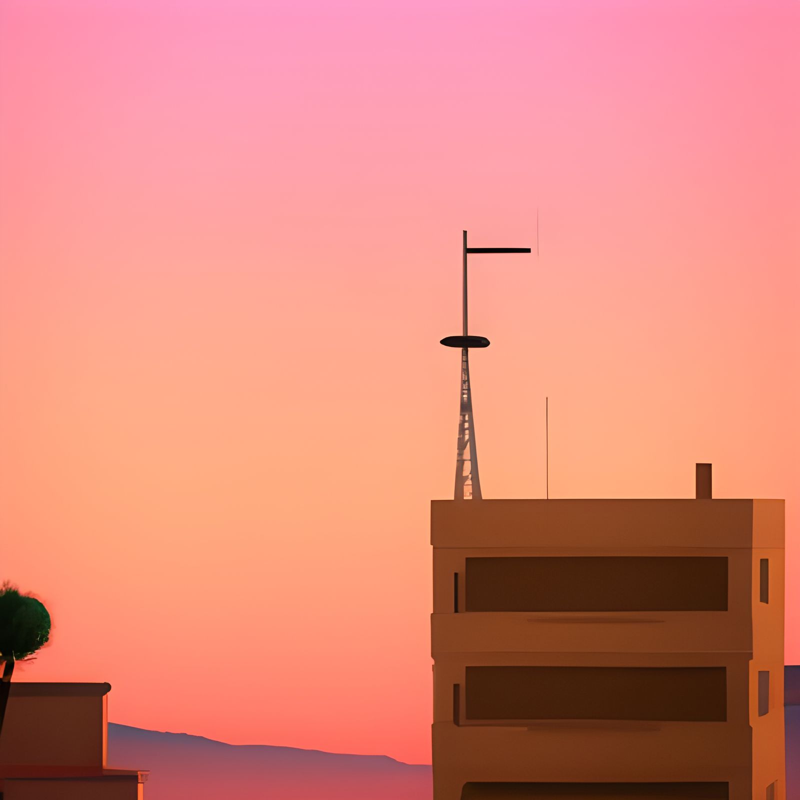 Video Game Sunrise Over Solitary Town