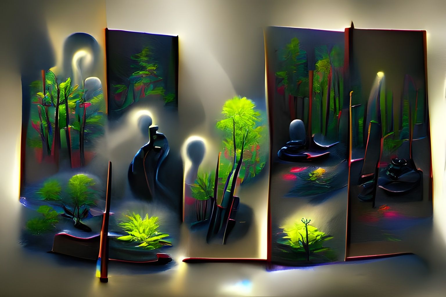 Zen Noir Forest Landscape in Film Noir Style