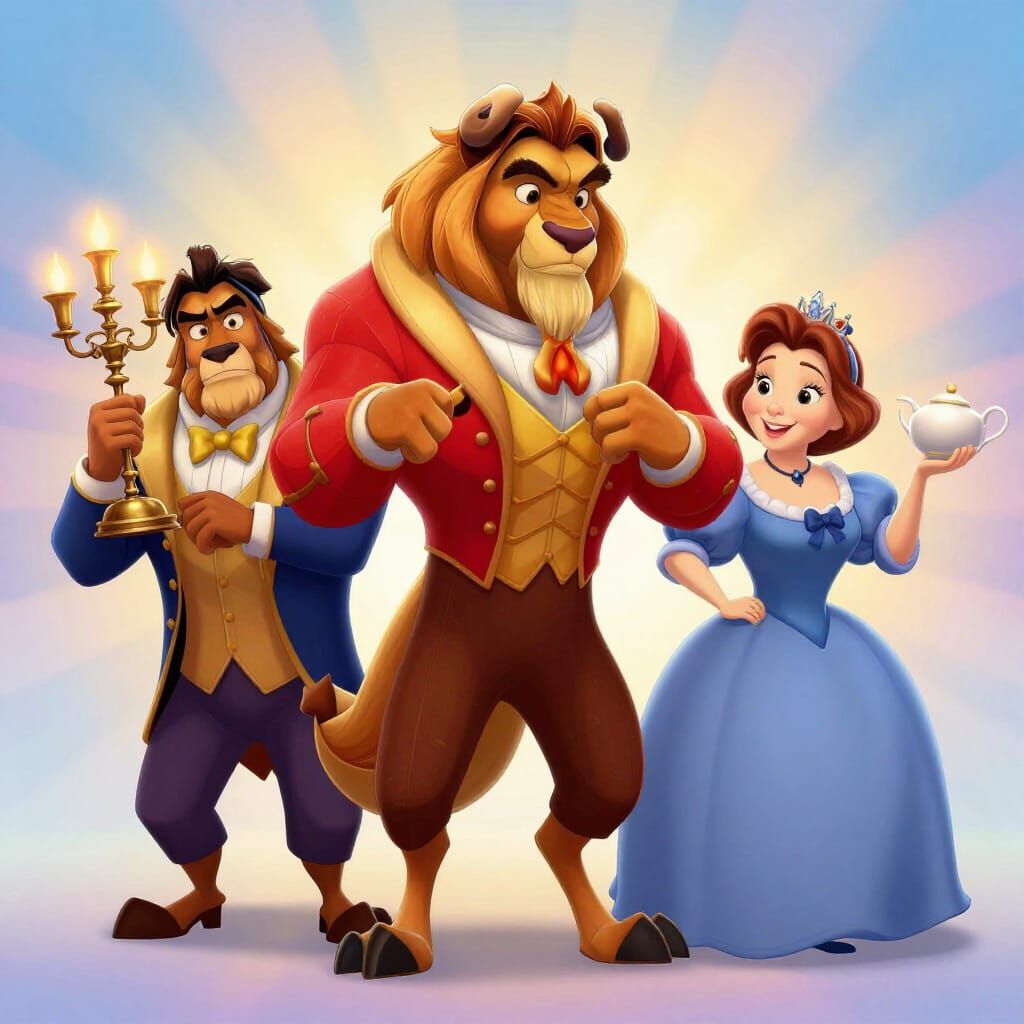 Beauty and the Beast Characters in Vibrant 3D Animation Styl...