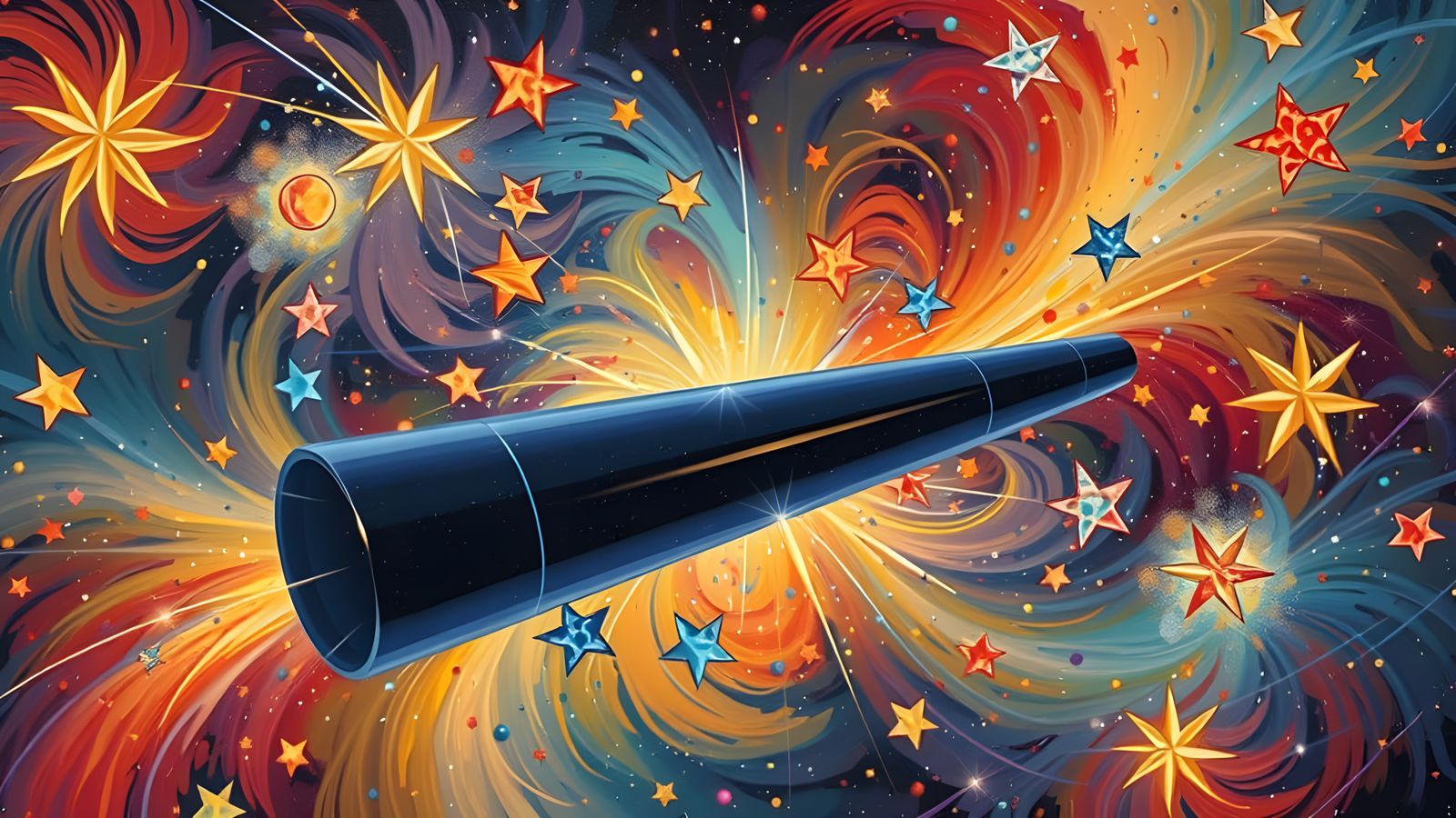 Reflective Cylinder Mirrors Abstract Expressionist Vortex