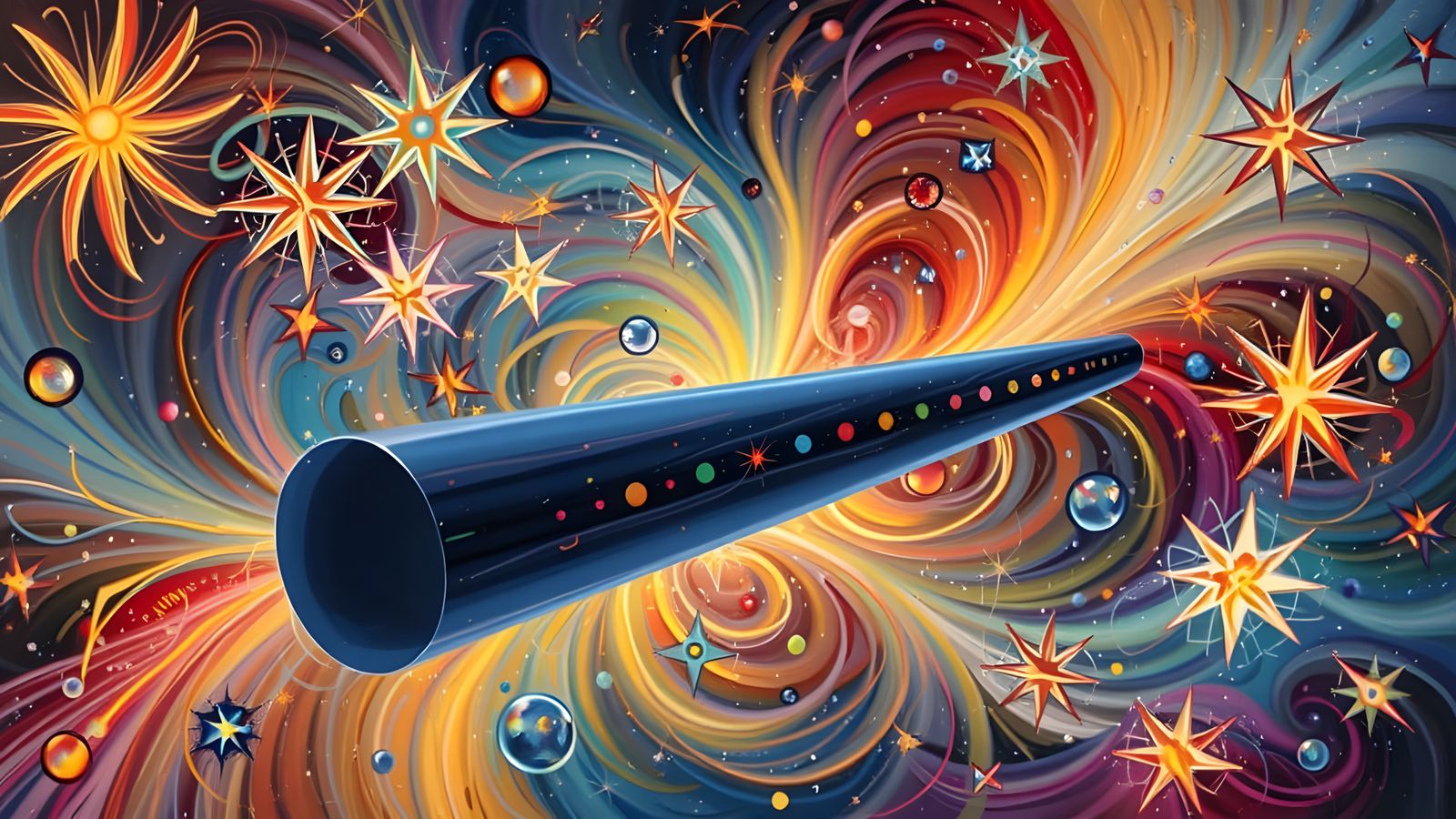 Spinning Mirror Cylinder in Abstract Expressionist Impasto