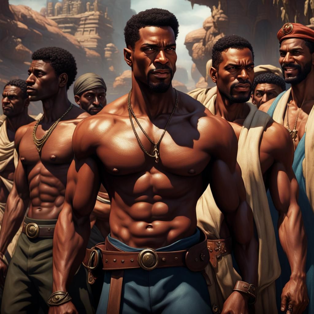 Handsome Men in 1940s Dark Fantasy Concept Art