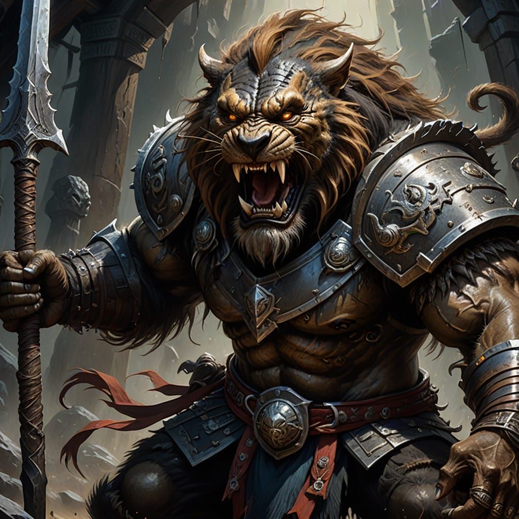 Mongolian Troll Swinging Mace in Dark Fantasy Illustration