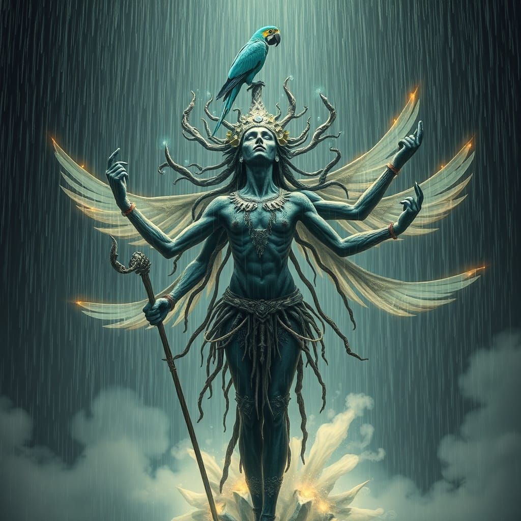 Majestic Otherworldly Dancer in Torrential Downpour