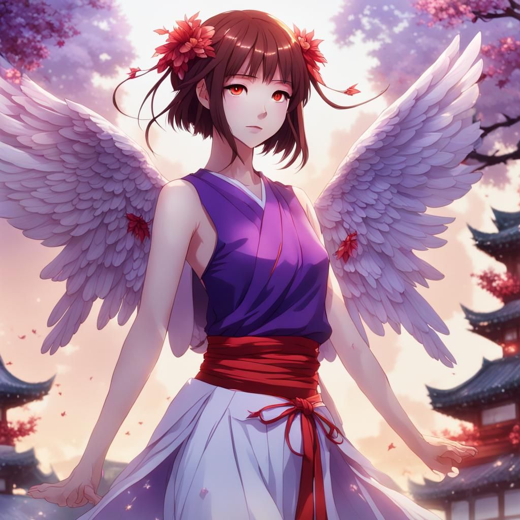 Japanese Kawaii Girl with Angel Wings in 3D Anime Art