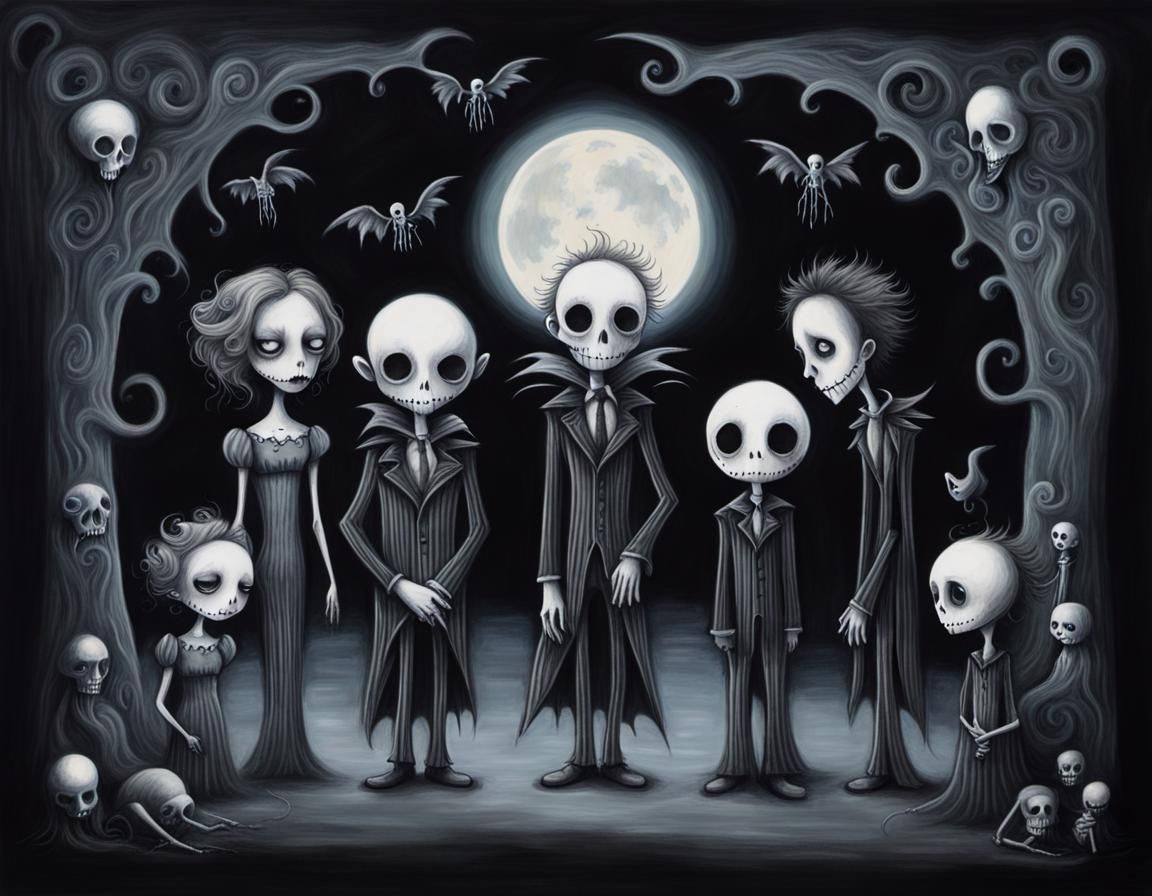Gothic Chalk Art: Lost Souls Gathering in Comfort