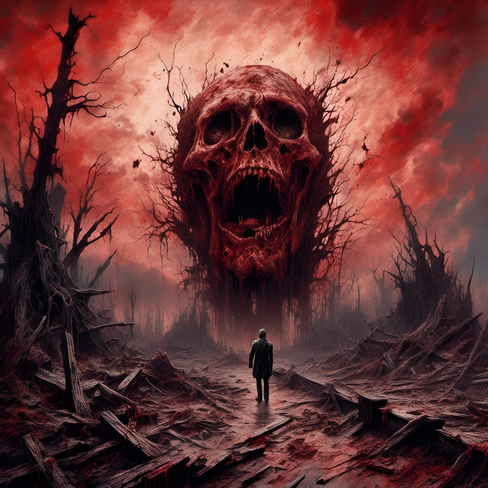 Apocalyptic Zombie in Macabre Creepy Illustration