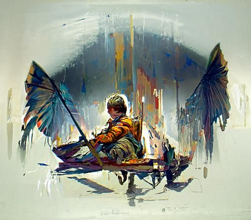 Icarus's Fatal Flight: An Oil Painting