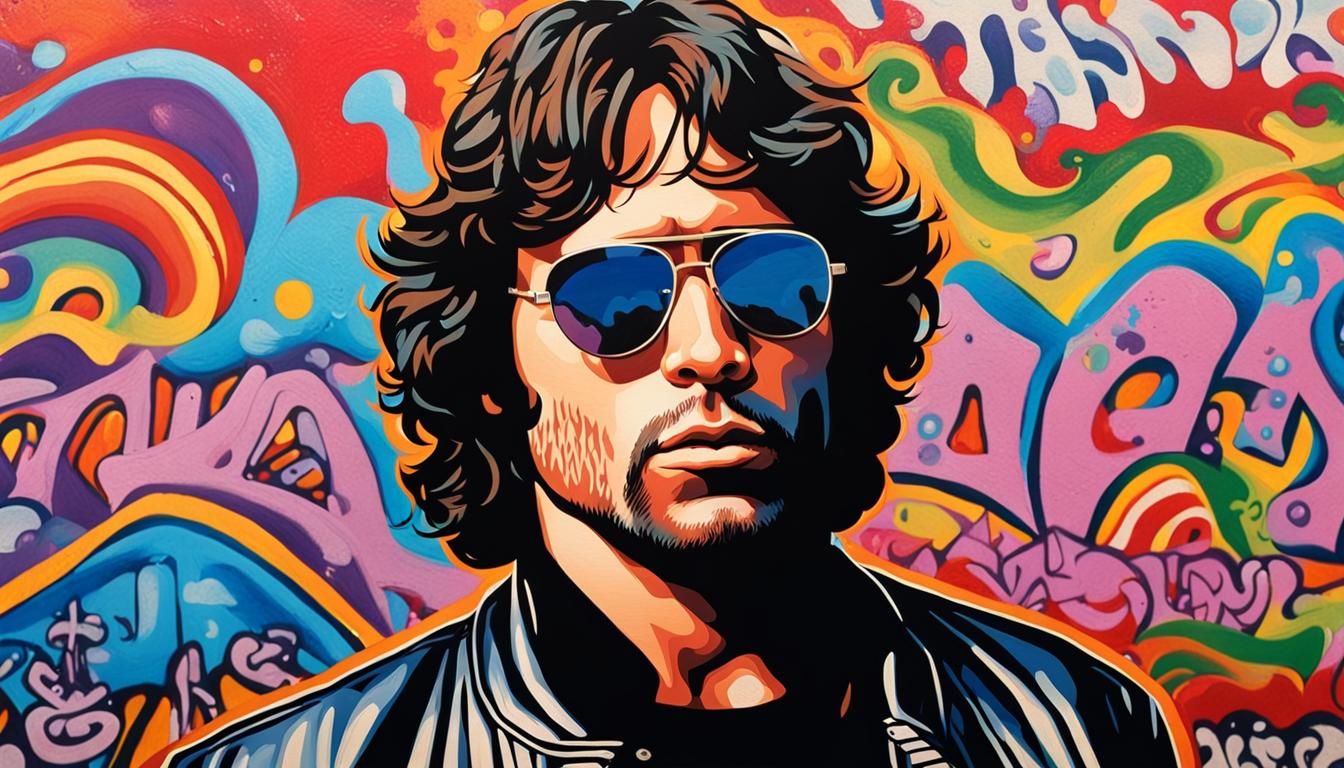 Jim Morrison in South LA: Gouache-Style Close-Up