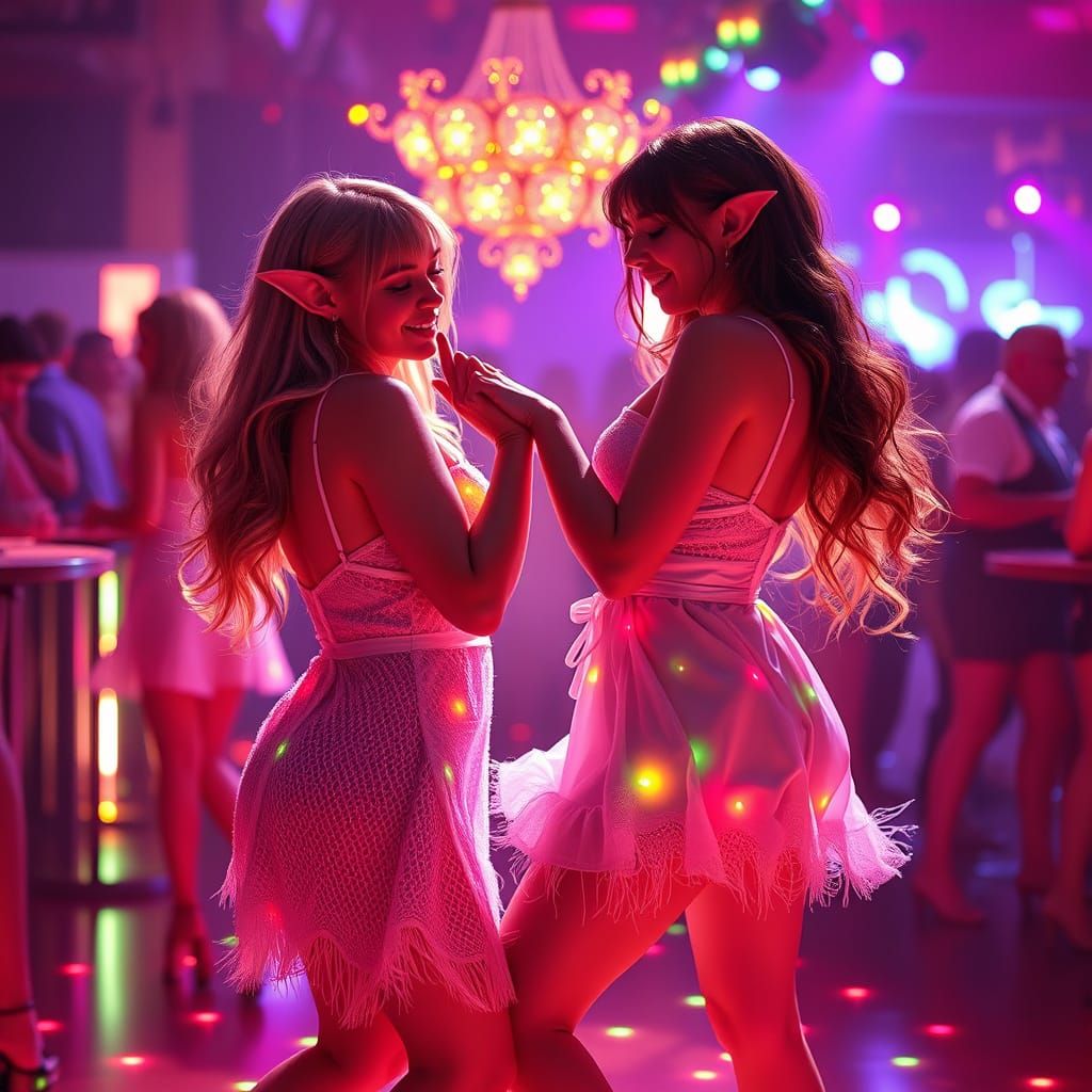 Glamorous Disco Elves in Mini Dresses