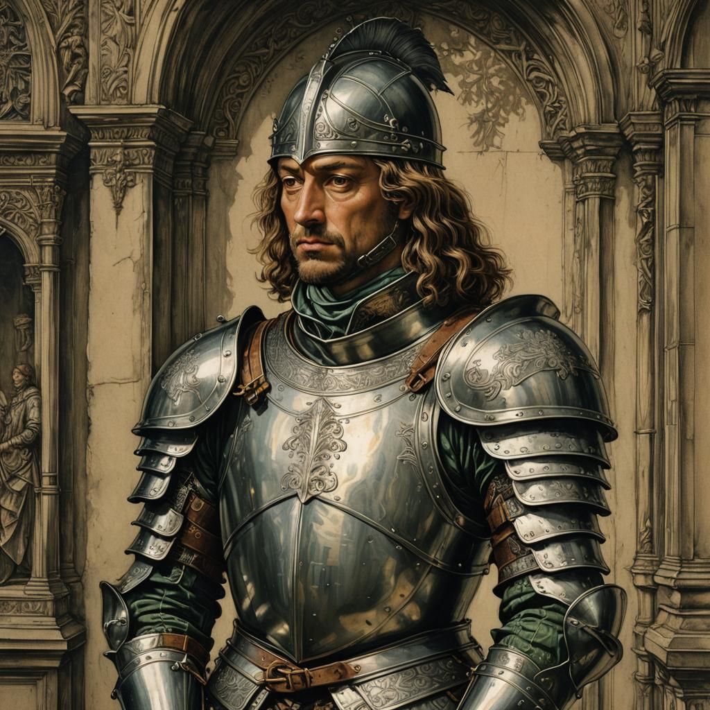 Solemn Knight Portrait in Renaissance Style