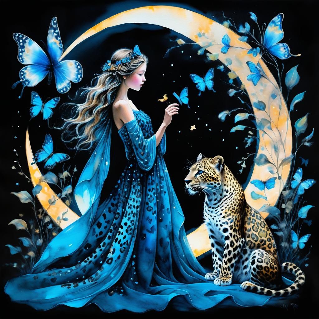 Ethereal Fairy and Leopard Cub in Alcohol Ink