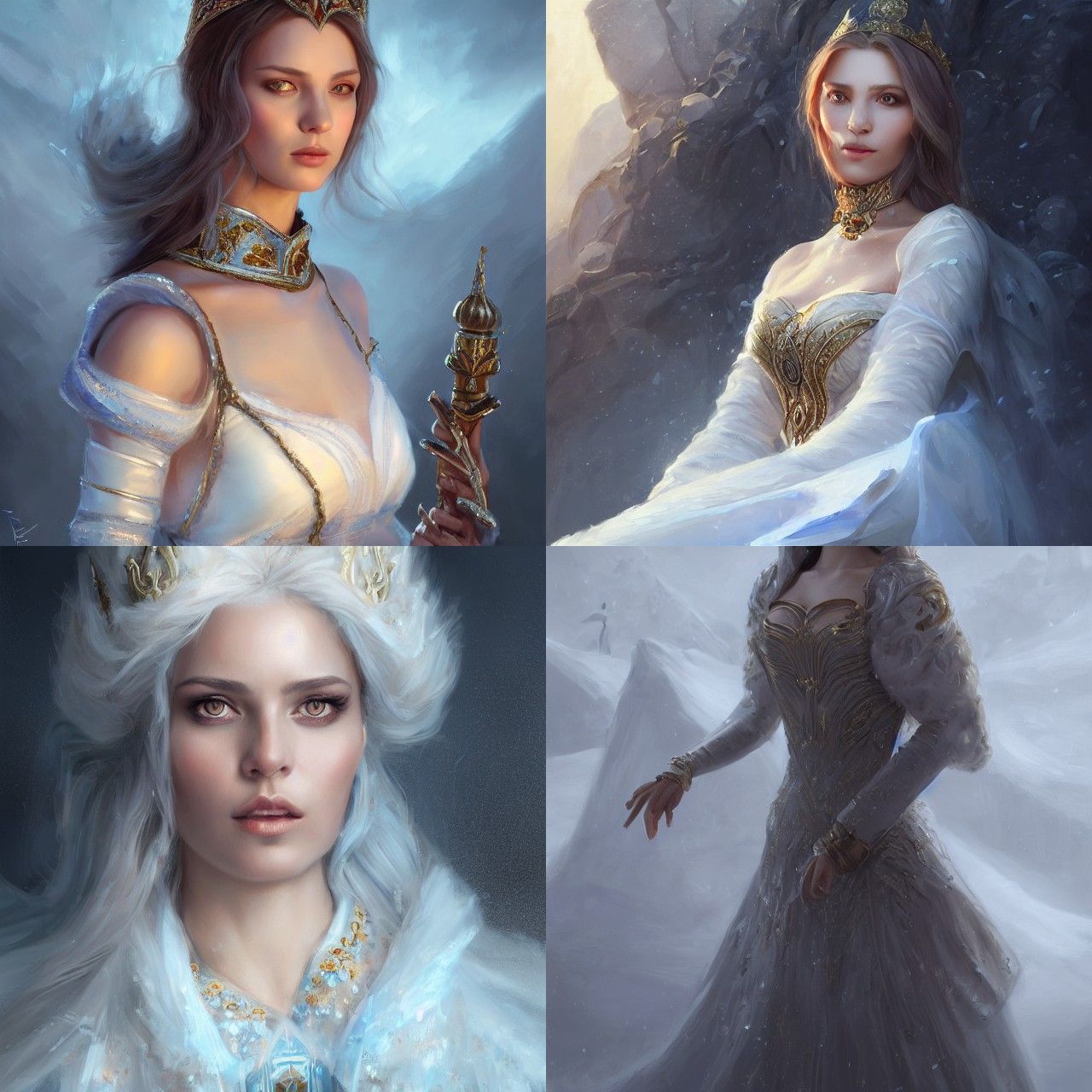 Ice Goddess Portrait in Dystopian Hyperrealism