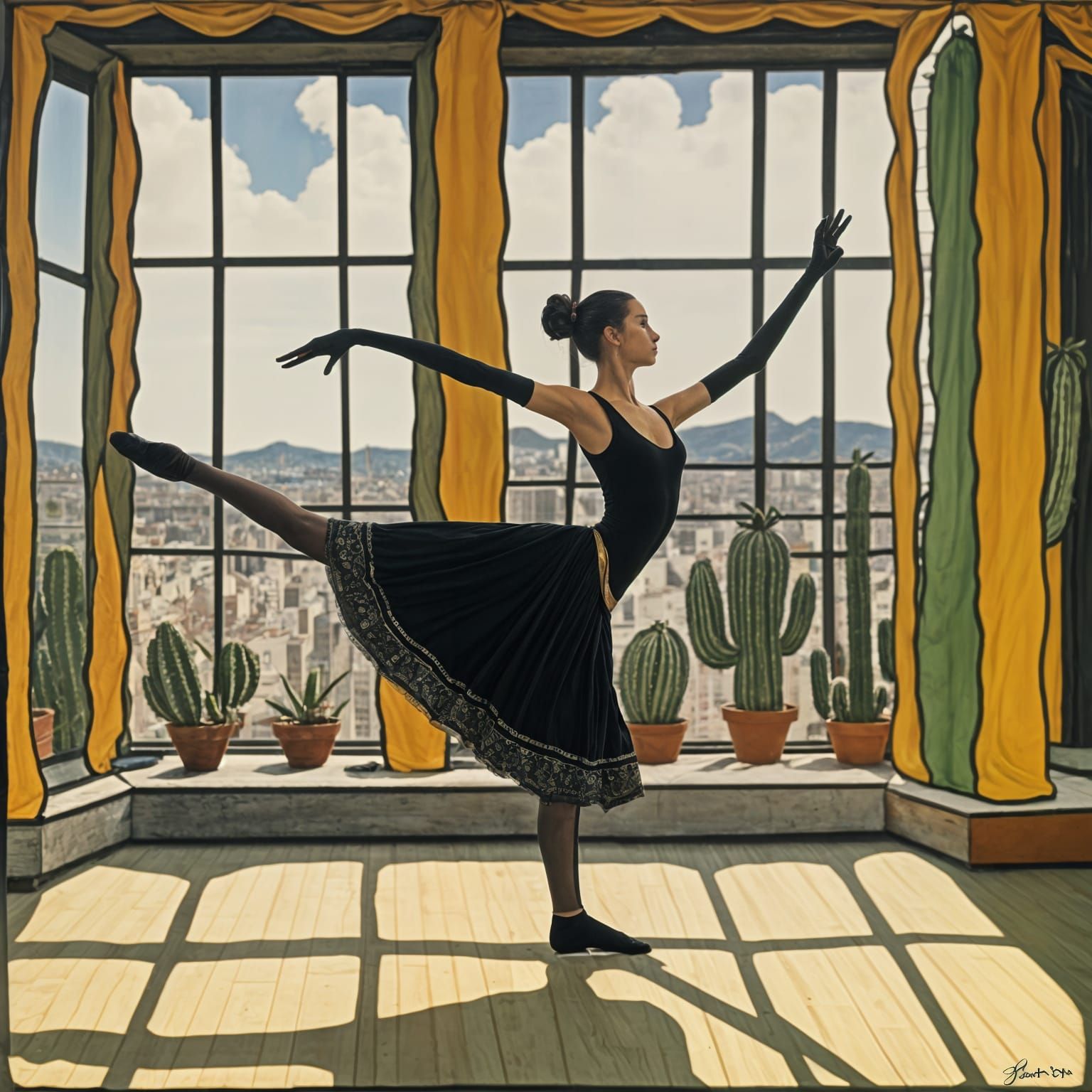 Cactus Person Dancer Practicing Ballet