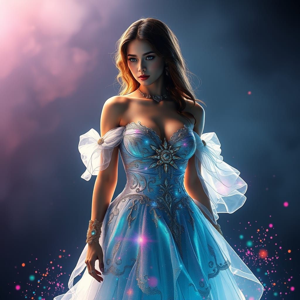 Enchanted Full Body Gown in Vibrant Triadic Colors