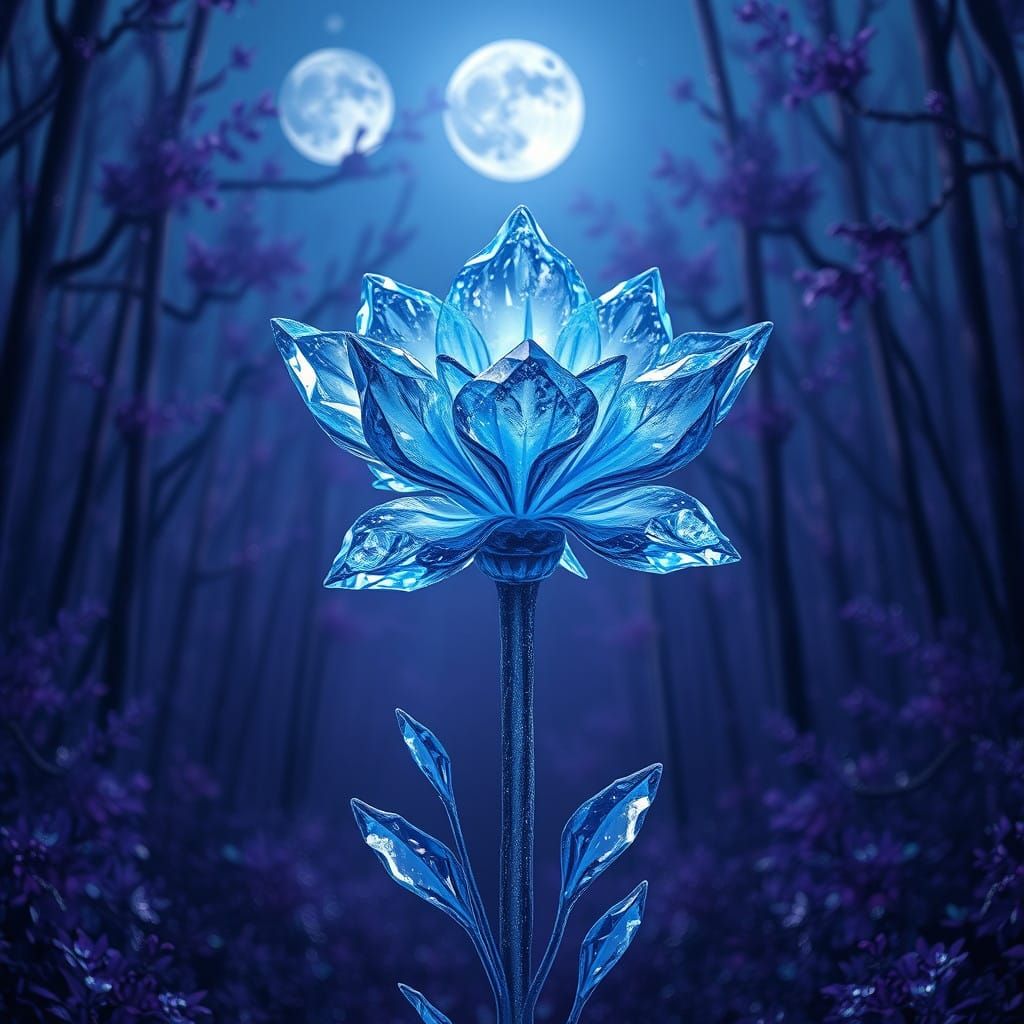 Mystical Crystal Flower in Regal Purple Amethyst Forest