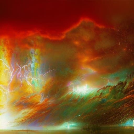 Dramatic Lightning Storm Inspired by Impressionism