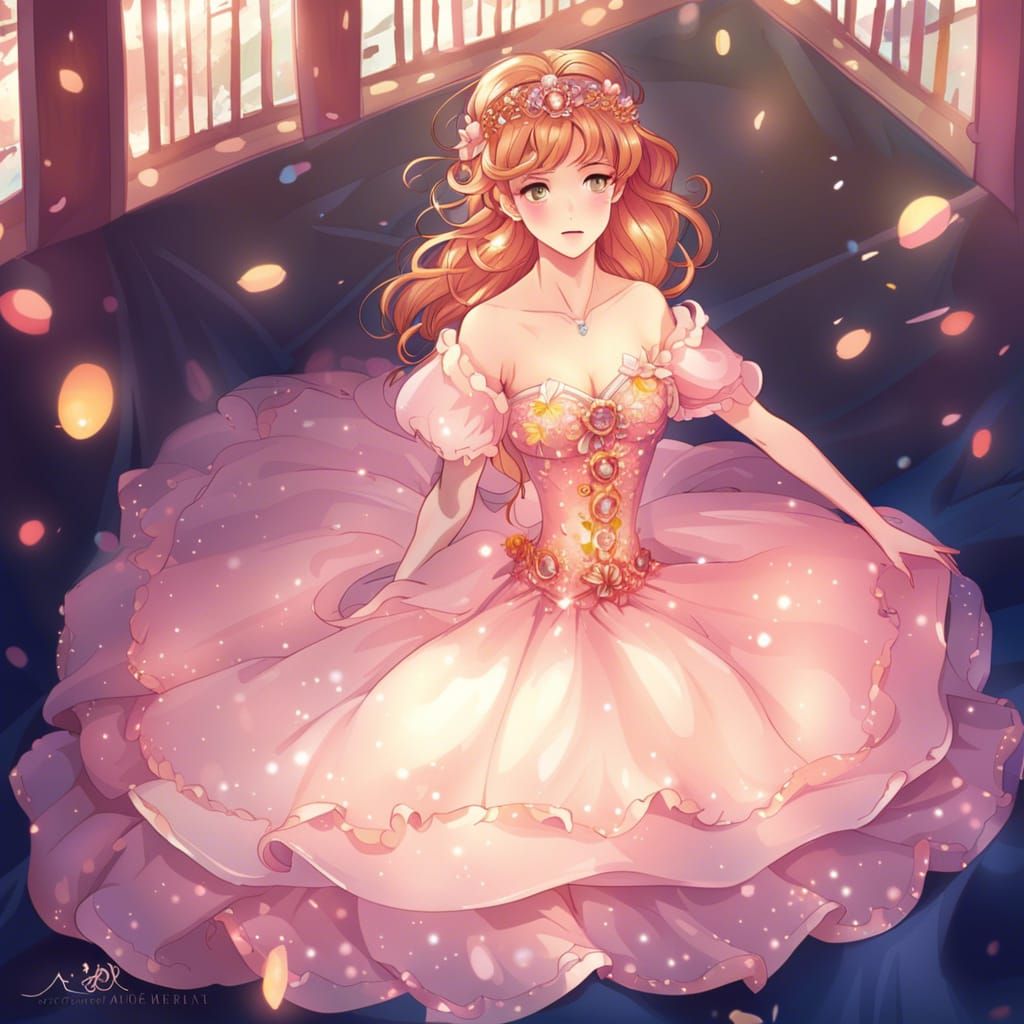 Anime Princess in Ball Gown, Digital Art