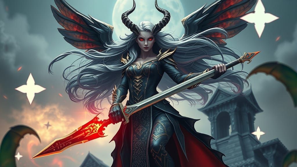 Heavenly Demon Warrior with Blood-Red Sword