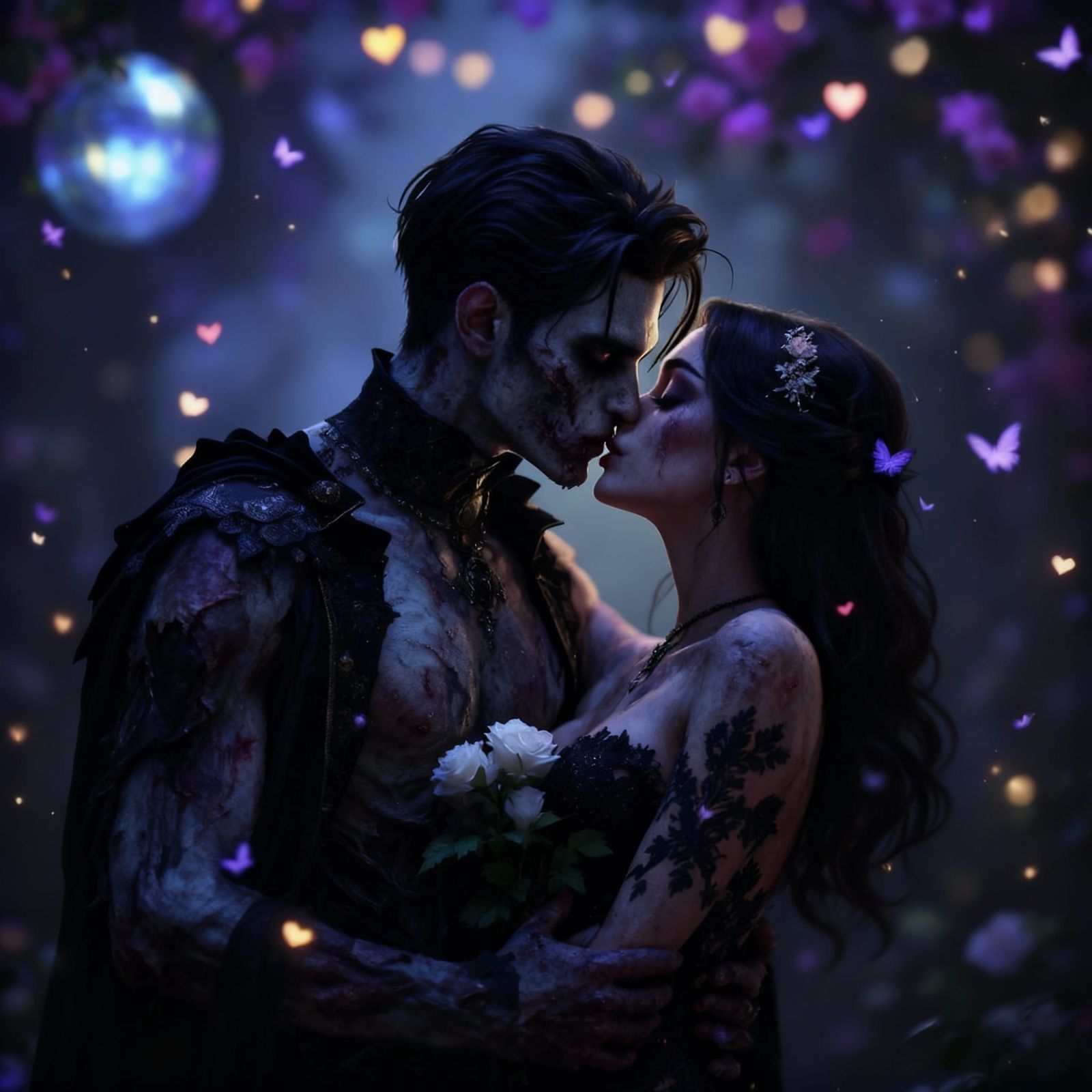 Victorian Zombie Couple at Magical Prom Night