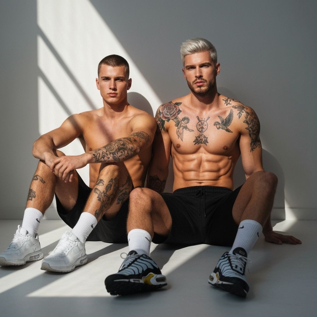 Intimate Portrait of Two Men in Dramatic Lighting