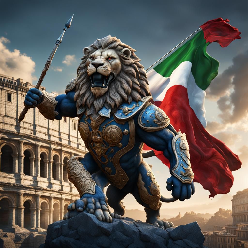 Lion with Italy Flag: Fantasy Concept Art
