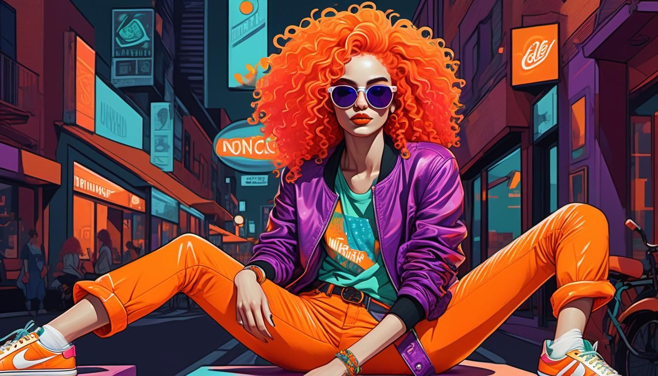 Neon Fashion Illustration in Splash Art Style