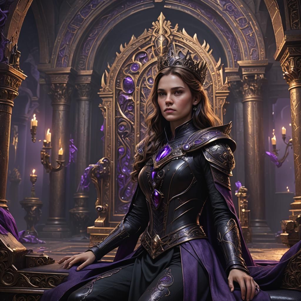 Woman in Poseidon's Throne Room: Detailed Matte Painting