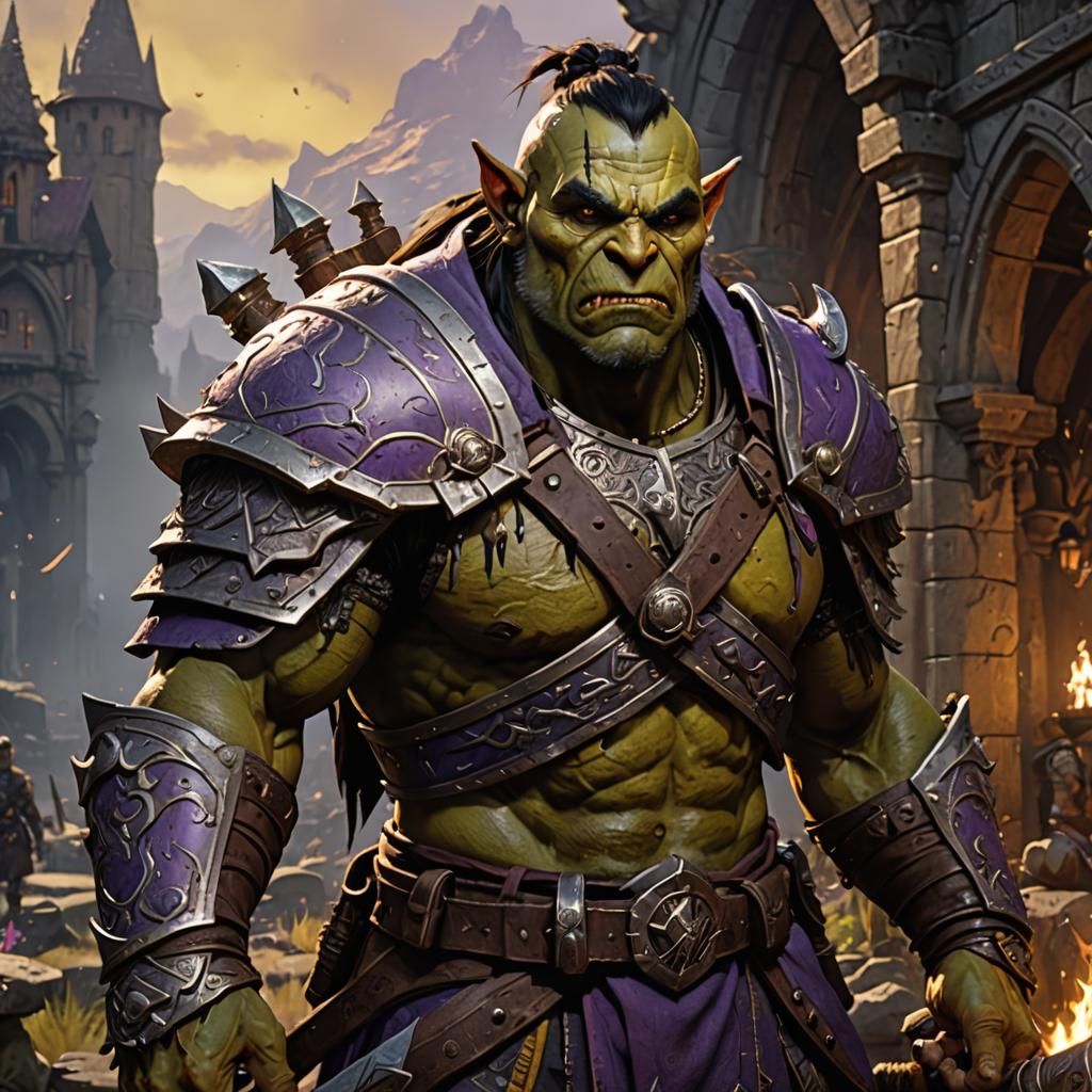 Detailed Half-Orc Warrior Concept Art