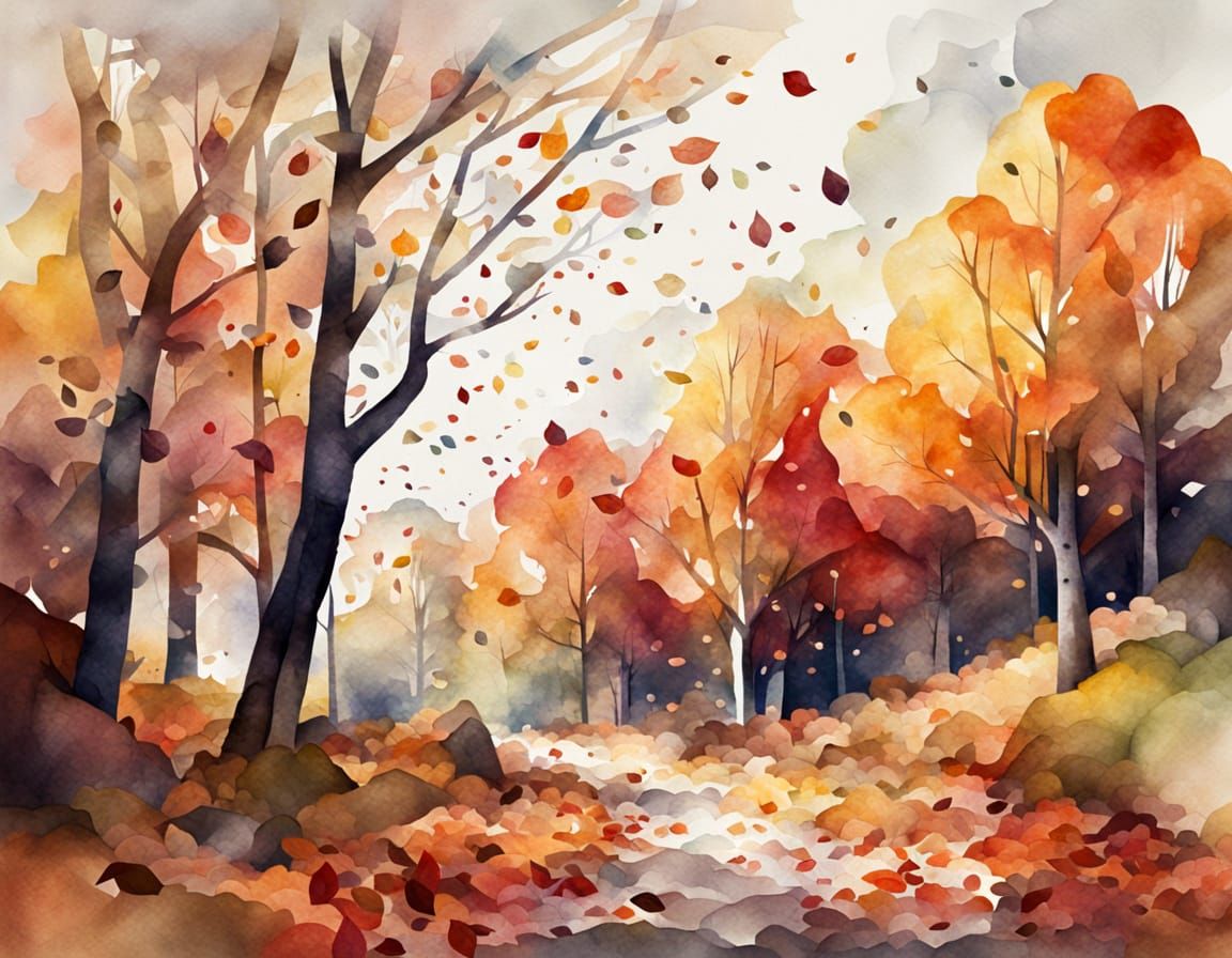 Hyperdetailed Low Poly Watercolour Autumn Scene