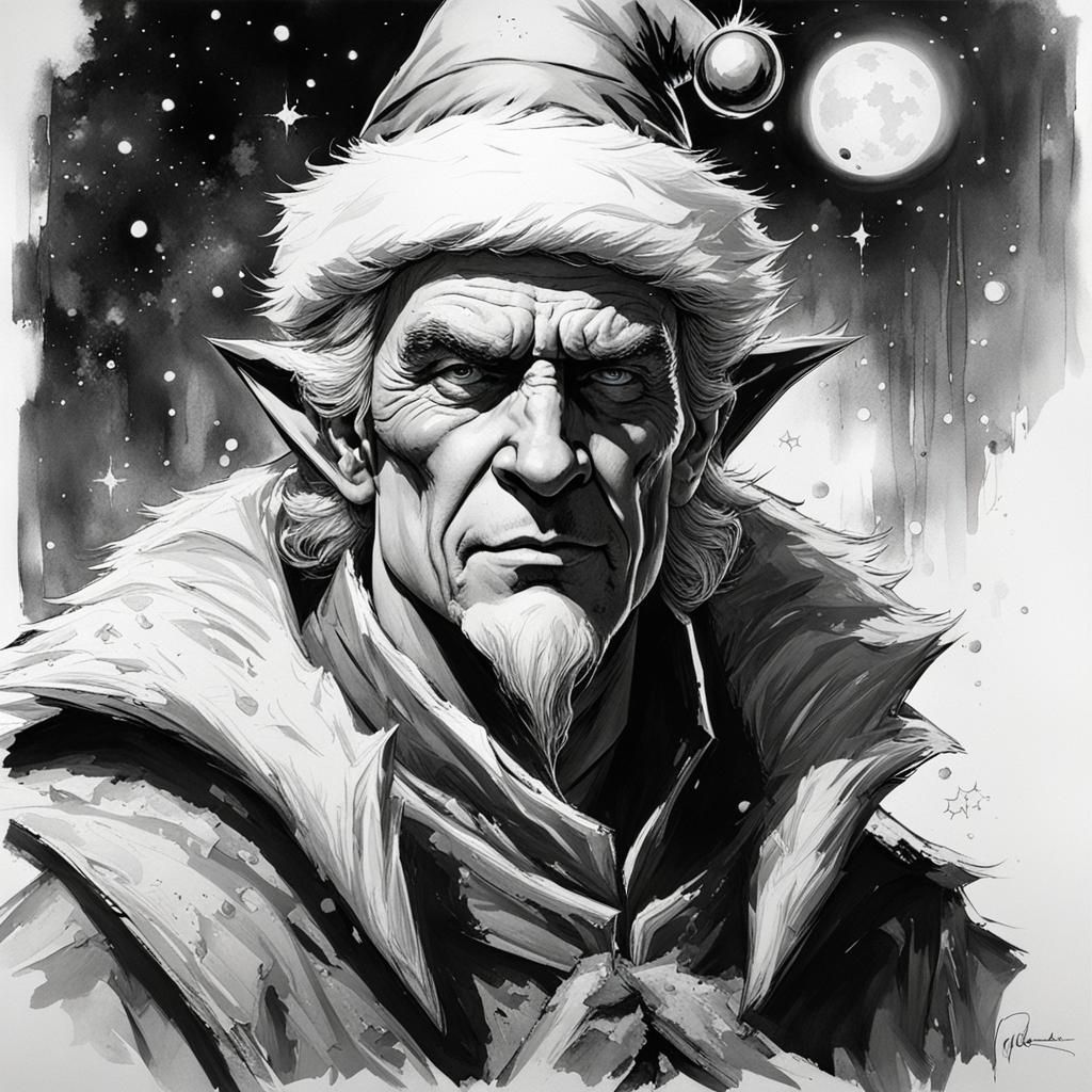 Wade Bogert-O'Brien as Santa's Elf in Ink Art