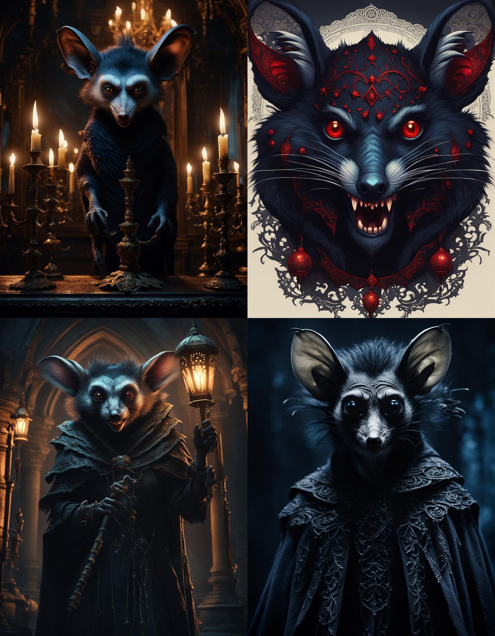 Menacing Aye-Aye in Gothic Victorian Style
