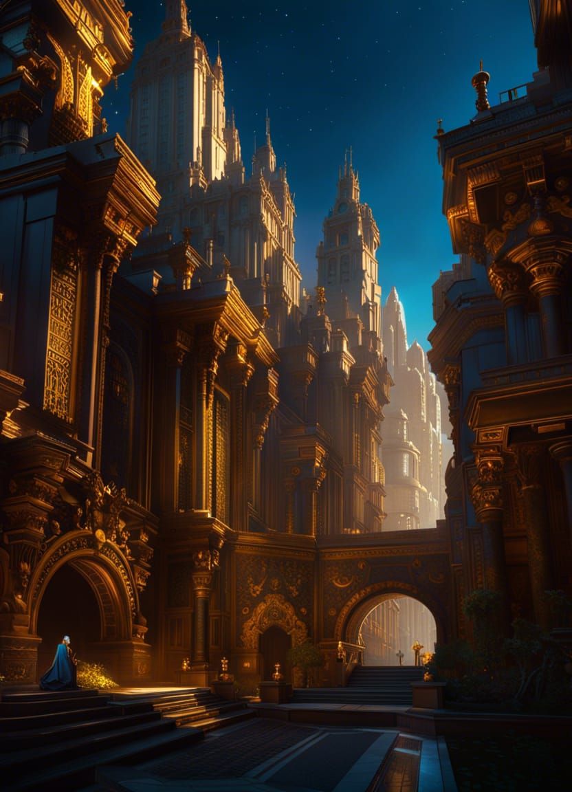 Dark Fantasy Metropolis in Parrish Style