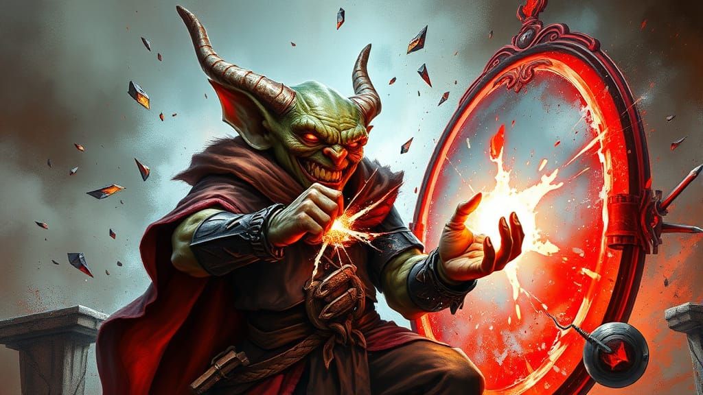 Goblin War Mage Shattering Mirror, Comic Book Art