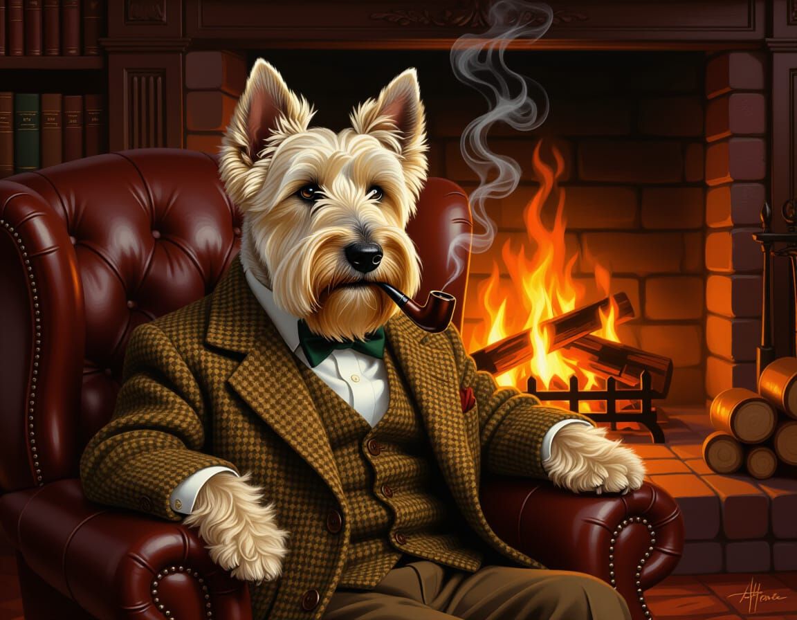 Scottish Terrier Gentleman in Rockwell Style