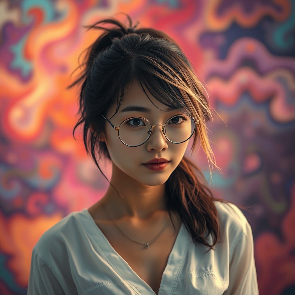 Asian Woman Portrait in Dreamy, Cinematic Style