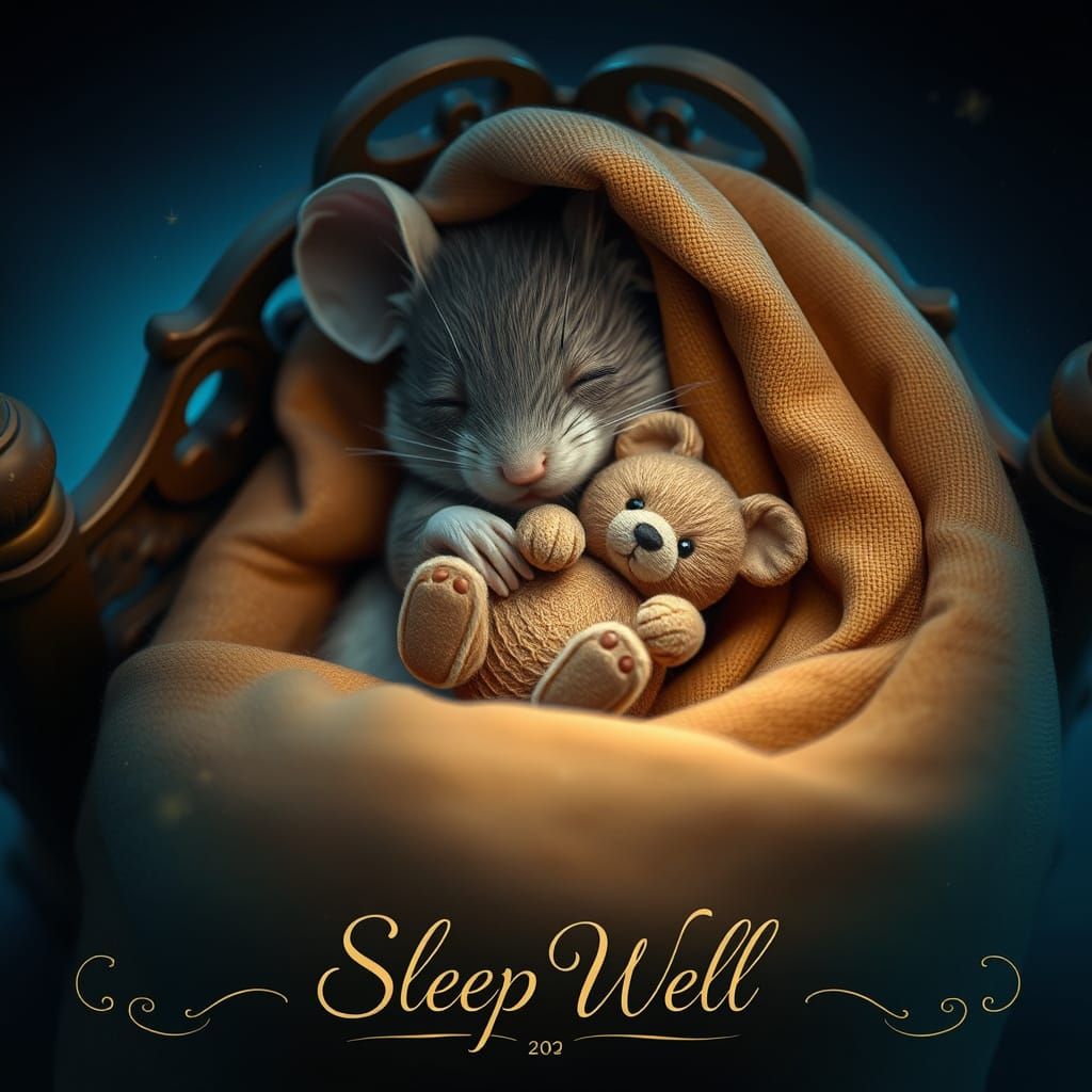 Serene Realistic Mouse in Peaceful Slumber