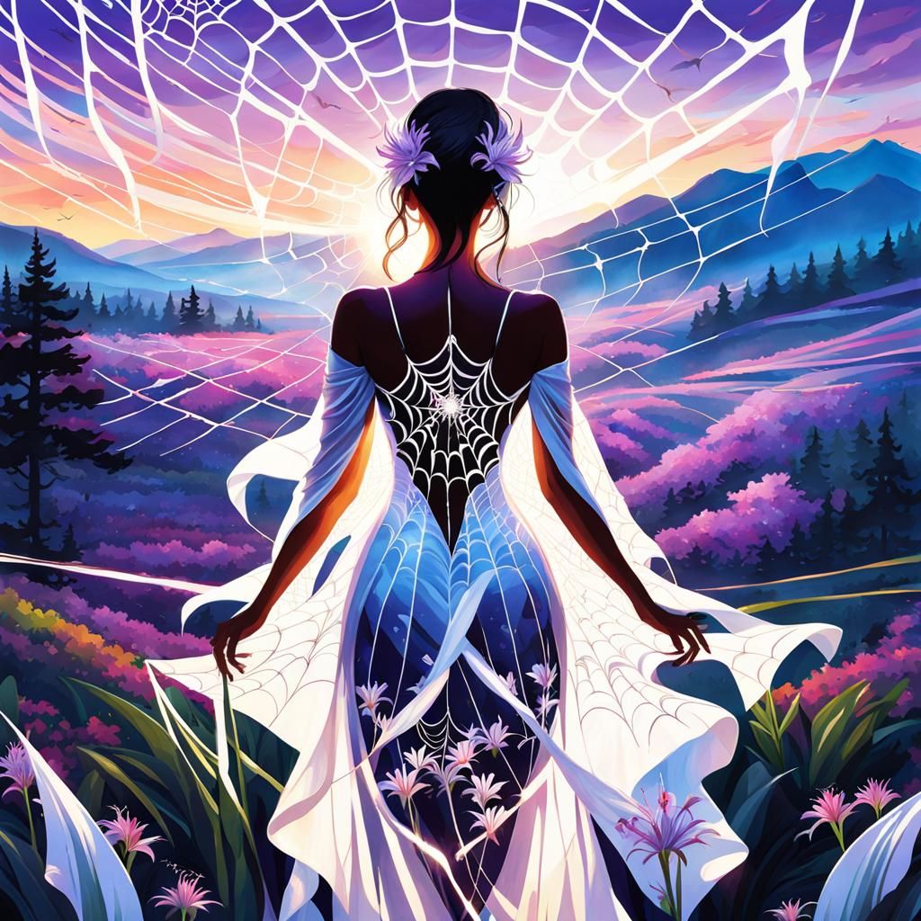 Spider Lily Silhouette Landscape: Sensual Concept Art