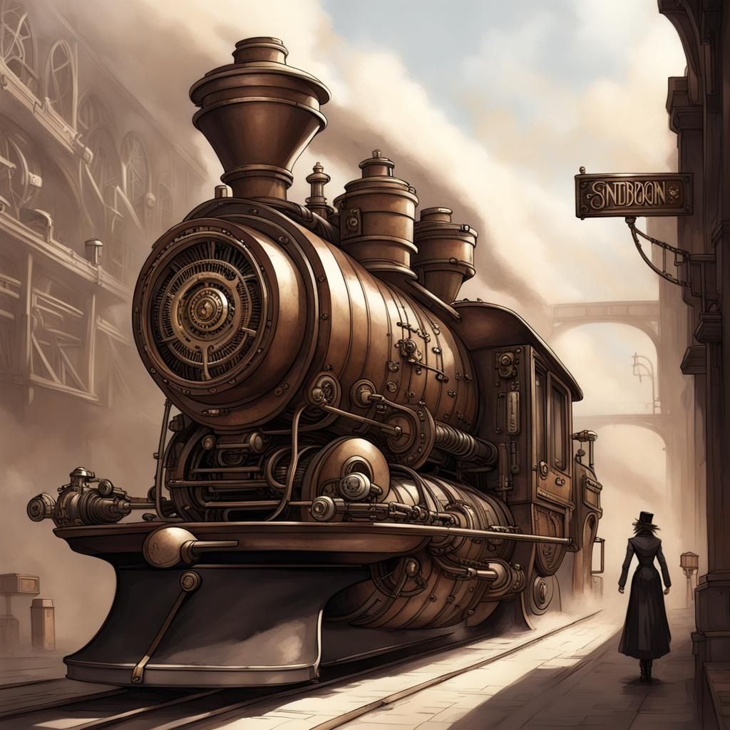 Steampunk Engine Illustration