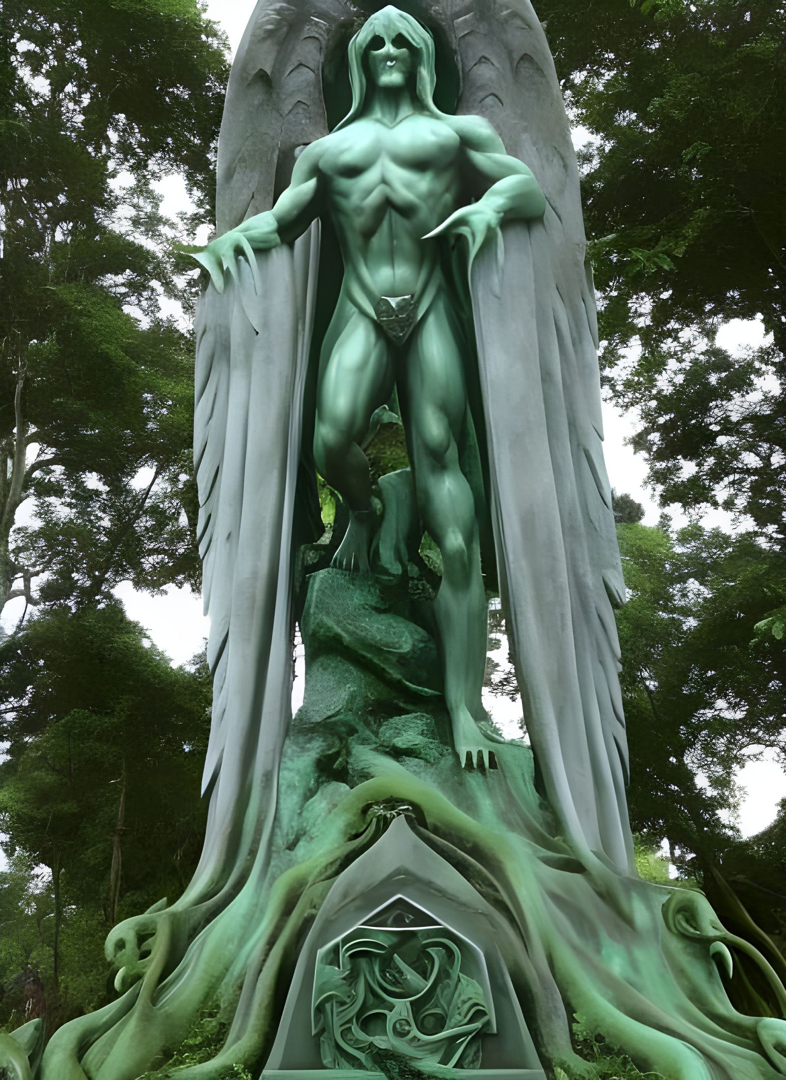 Lovecraftian Statue of an Outer God in Jungle