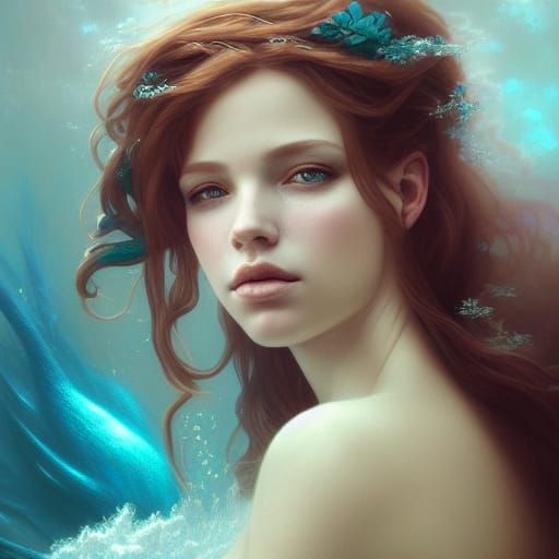 Dreamy Mermaidcore Siren Portrait in Pastel Colors