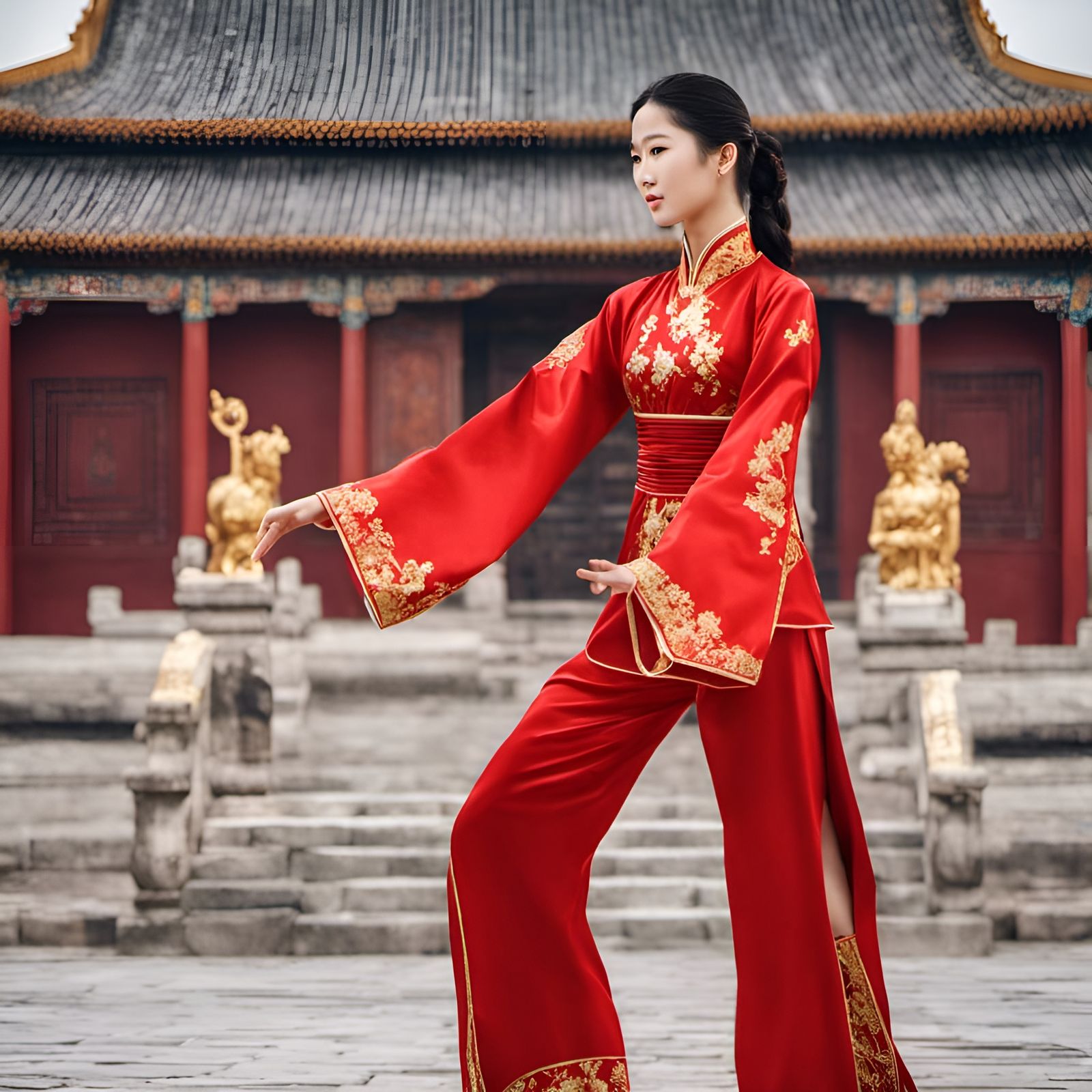 Liu showing her wushu skills